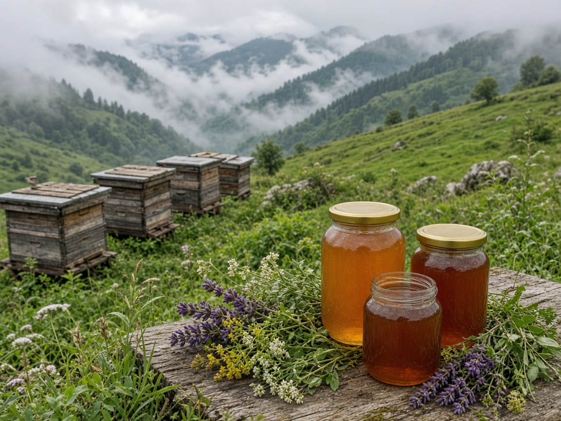 Honey and herbs on the slope