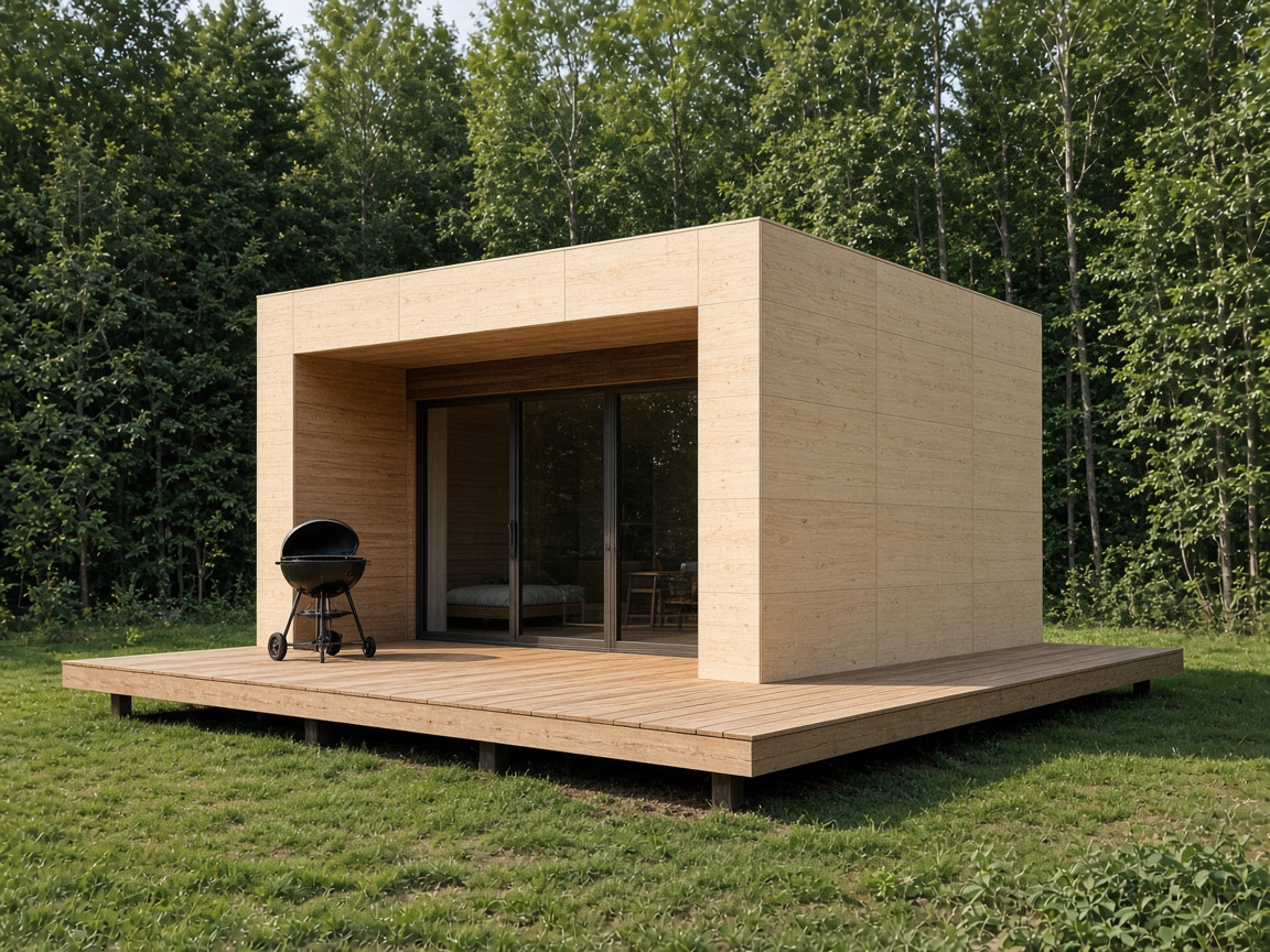Timber box cabin in Hamzalı — deck