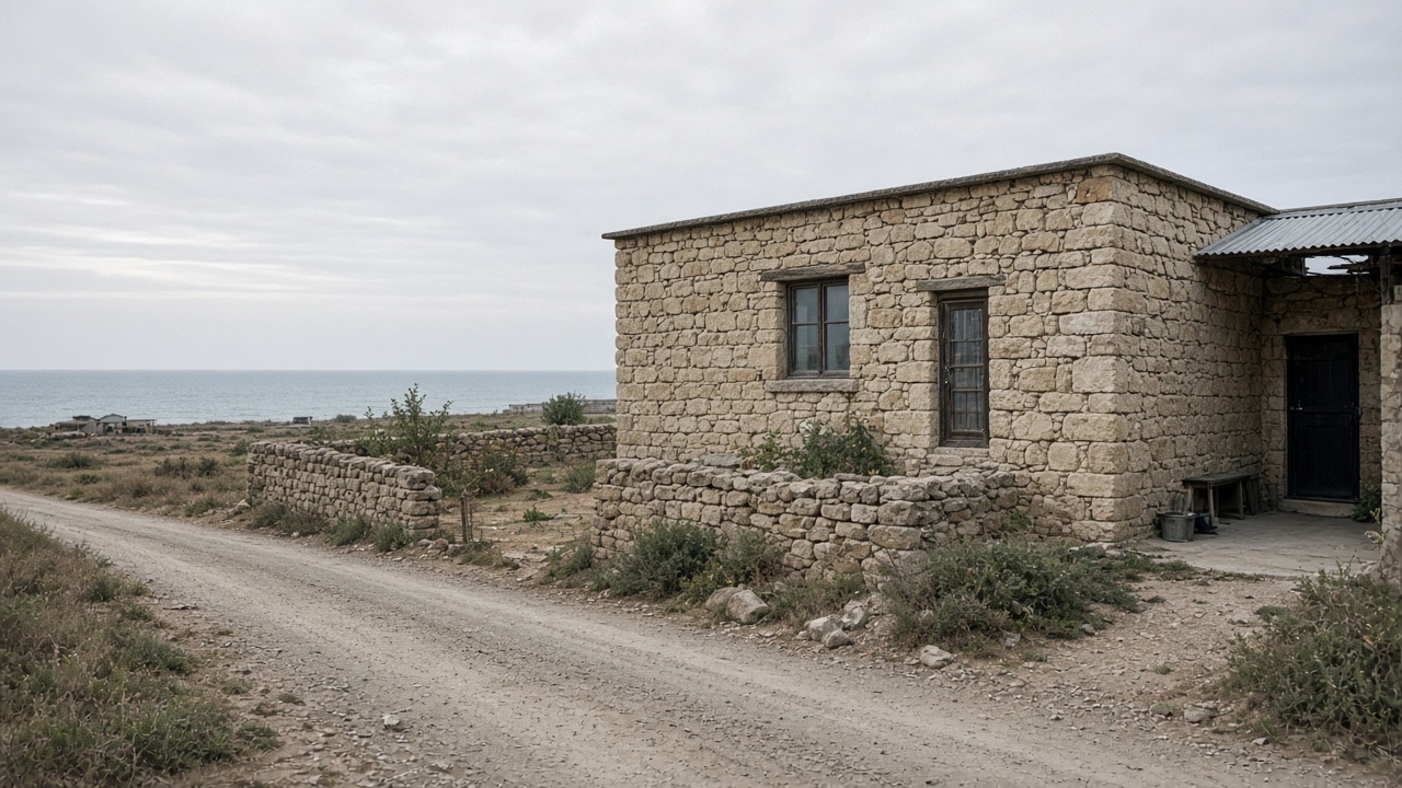 Dəniz kənarında rəssam evi — həyət